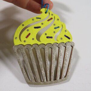 Cupcake Laser Cut Wooden Ornament Hangs DOUBLE SIDED